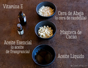 Ingredientes para una crema sólida